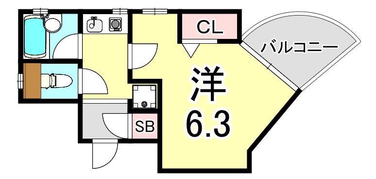 ヤングリーブス岡本(ワンルーム/1階)の間取り写真
