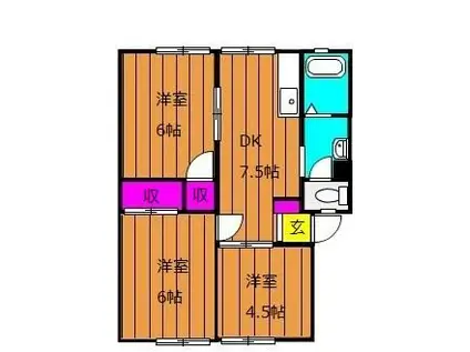 アンダンテ福井A棟(3DK/1階)の間取り写真
