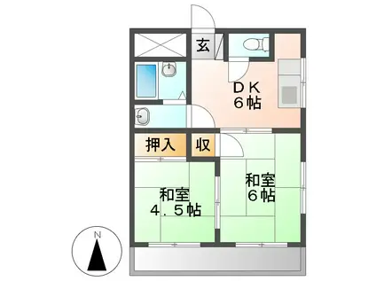 サンシャイン中川(2DK/3階)の間取り写真
