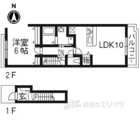 プロムナード醍醐(1LDK/2階)の間取り写真