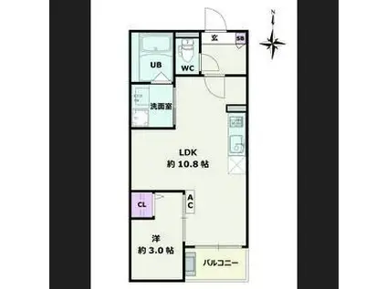 JACK UMATEI(1LDK/2階)の間取り写真