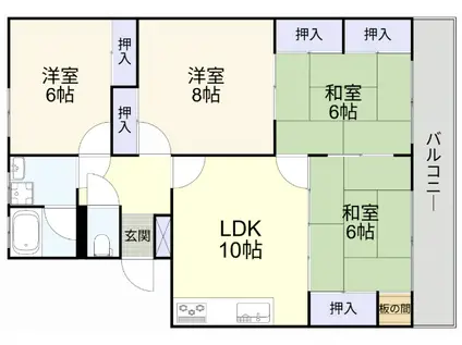平塚ハイツ(4LDK/1階)の間取り写真