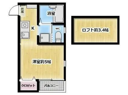 GH栄町通アパートメント(ワンルーム/1階)の間取り写真