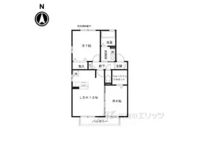 リビングタウン学研都市A棟(2LDK/2階)の間取り写真