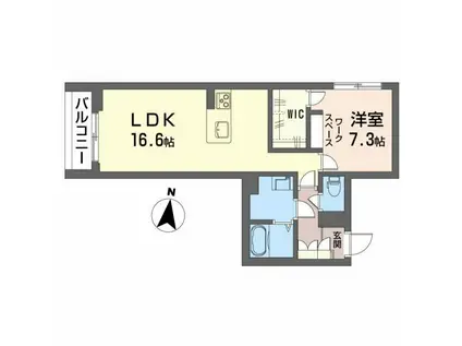 ベレオ万代(1LDK/3階)の間取り写真