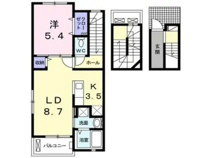 プチフローラ 北野田Ⅰ(1LDK/3階)の間取り写真