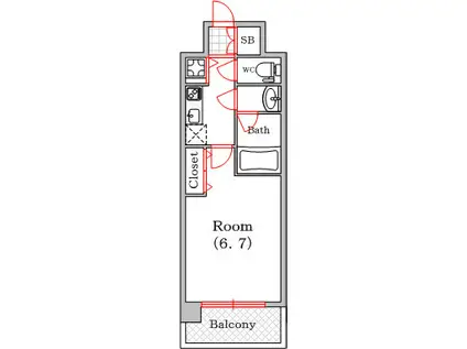 アドバンス難波西アクア(1K/12階)の間取り写真
