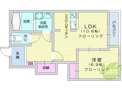 ディアコート美田園Ⅰ(1LDK/1階)の間取り写真