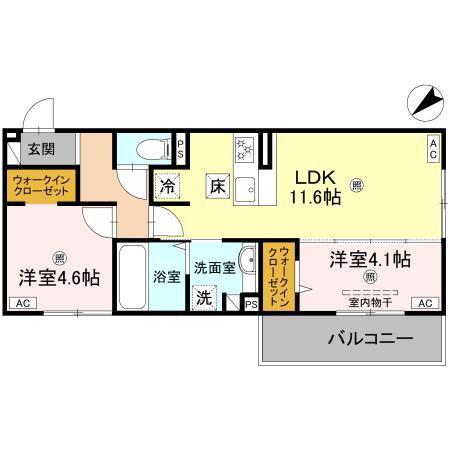 D-ROOM平井C棟(2LDK/1階)の間取り写真
