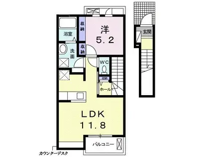 サンテールIII A(1LDK/2階)の間取り写真