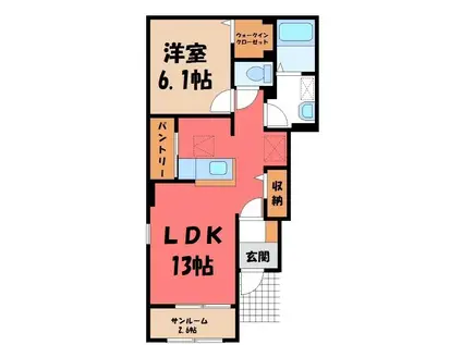 アフロディーテ(1LDK/1階)の間取り写真