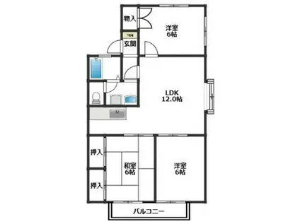 クローバーハウスI(3LDK/2階)の間取り写真