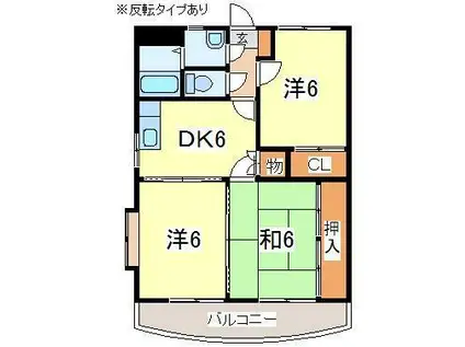 サンシティパレスIMT(3DK/2階)の間取り写真