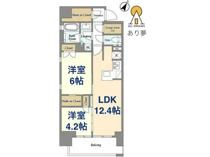 リビオメゾン横濱大通公園(2LDK/8階)の間取り写真