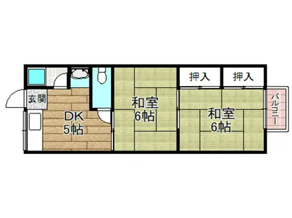 上牧ハイツ(2DK/2階)の間取り写真