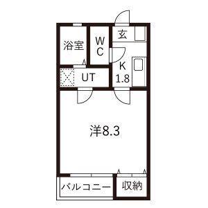 リブレア三番町(1K/1階)の間取り写真