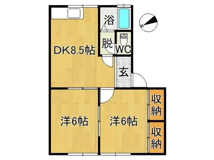 コーポサンテラスA(2DK/1階)の間取り写真