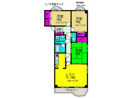 コロナール上野西(3LDK/4階)の間取り写真