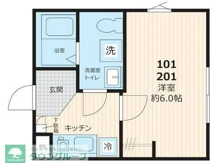 マイレジデンス上尾II(1K/2階)の間取り写真