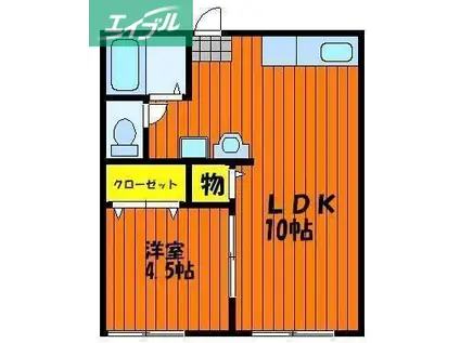山田コーポ新棟(1LDK/2階)の間取り写真