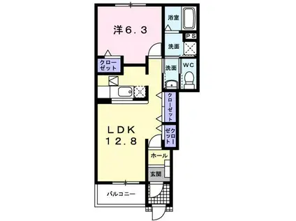 アメニティーII(1LDK/1階)の間取り写真