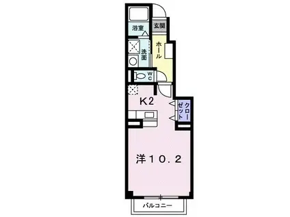 リュエル・ウエスト(1K/1階)の間取り写真