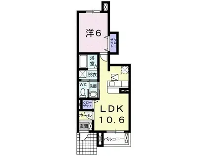 イムーブル ドゥ(1LDK/1階)の間取り写真