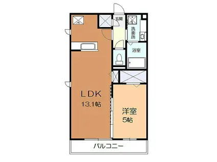 メルヴェーユわかば(1LDK/2階)の間取り写真