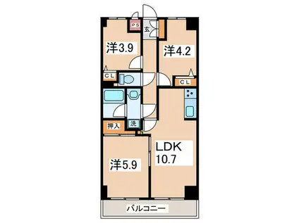 HARU菊名I(3LDK/3階)の間取り写真