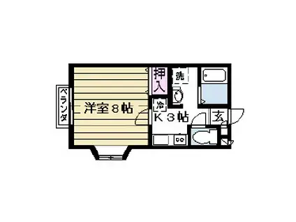 カーサメルベーユ(1K/1階)の間取り写真