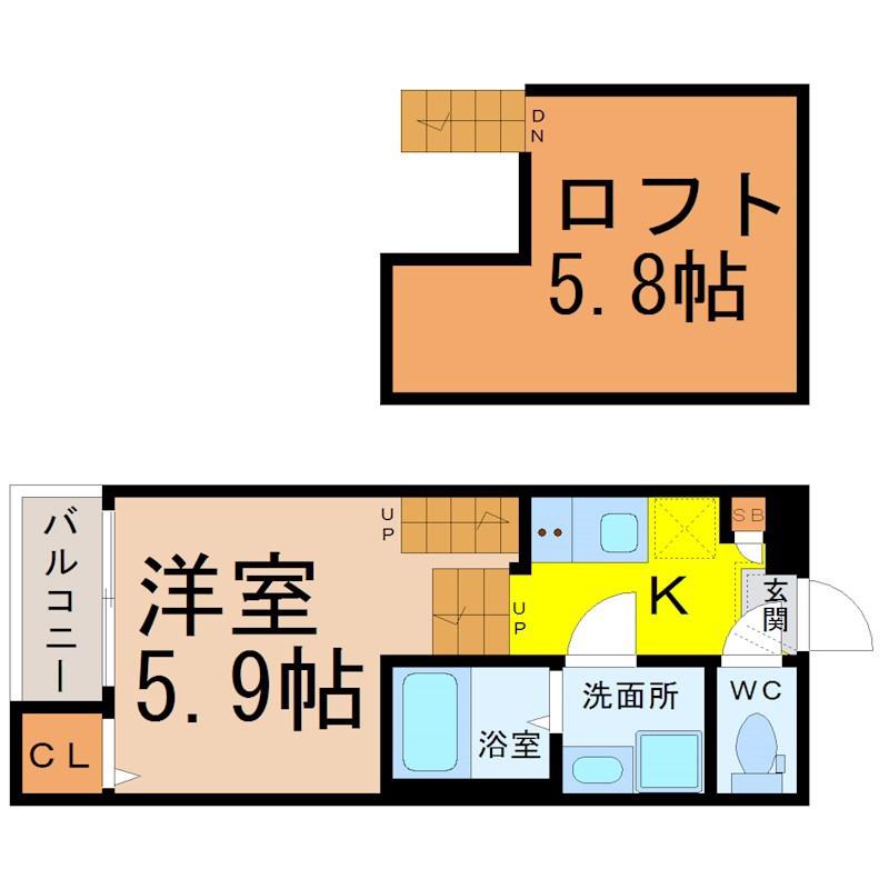 ハーモニーテラス平安III(1SK/1階)の間取り写真
