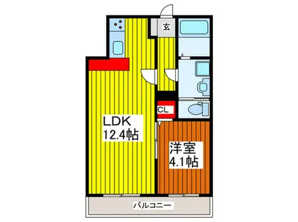 エクセレンテ蕨(1LDK/3階)の間取り写真