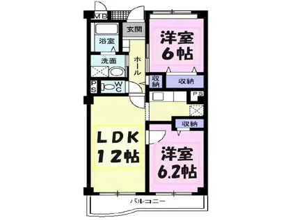 プリムヴェール(2LDK/1階)の間取り写真