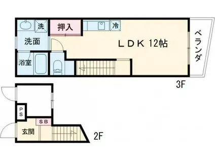 クレル瀬戸 N棟(ワンルーム/3階)の間取り写真