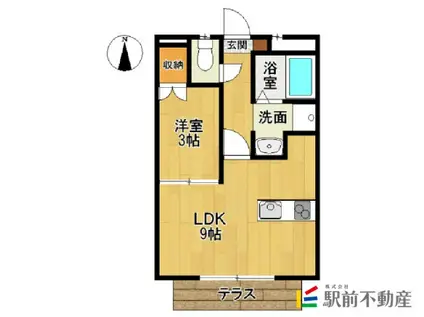 キャッスル高木瀬(1LDK/2階)の間取り写真