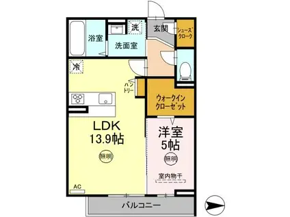 BASE29 西高松(1LDK/3階)の間取り写真