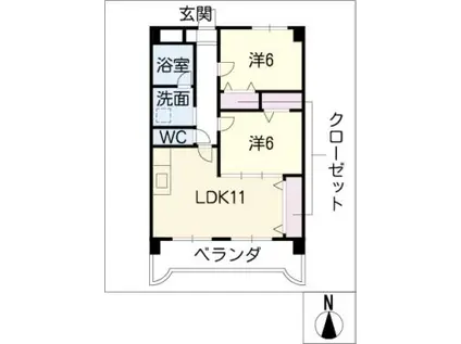 上高畑コーポ丸万(2LDK/4階)の間取り写真