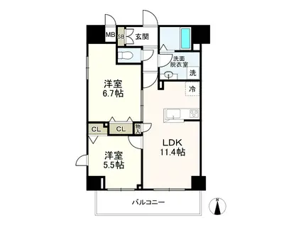 シルフィッド(2LDK/5階)の間取り写真