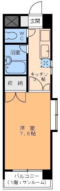 トスカーナ(1K/3階)の間取り写真