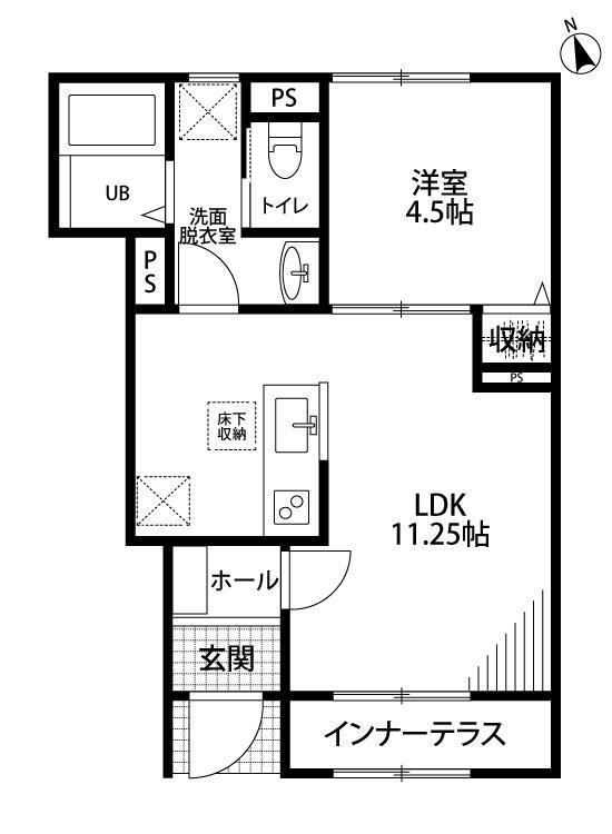 リーブルファイン大治田III1号棟(1LDK/1階)の間取り写真