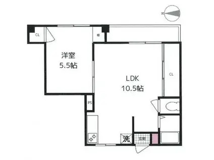 オレンジビル(1K/3階)の間取り写真