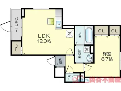 フィデール春日(2LDK/3階)の間取り写真