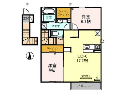 ロイヤルハイツ辻井(2LDK/2階)の間取り写真