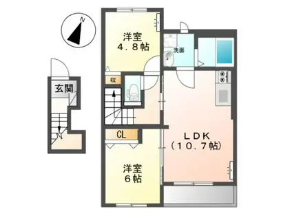 グランリヴィエール(2LDK/2階)の間取り写真