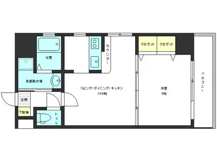 ウイング駅前通(1LDK/11階)の間取り写真