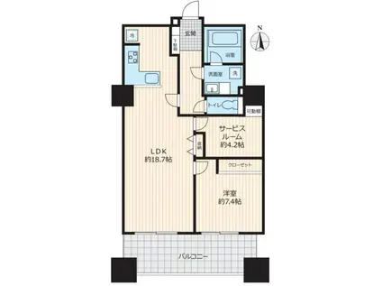 六本木ヒルズレジデンスB(1SLDK/21階)の間取り写真