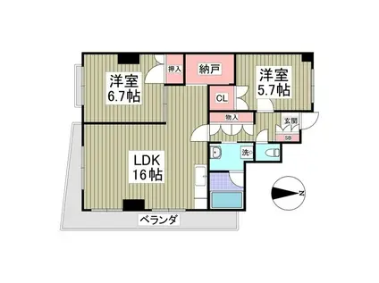 LA FELICE ラフェリーチェ (2LDK/5階)の間取り写真