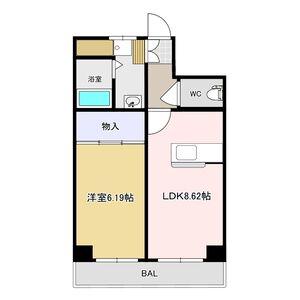 寿ハイツ 3号棟(1LDK/2階)の間取り写真