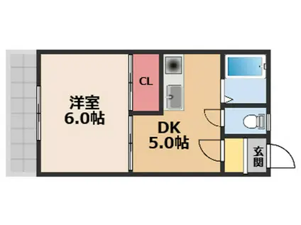 プラザダイエー草津(1DK/1階)の間取り写真