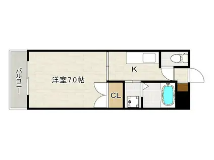 KENSマンション井尻(1K/1階)の間取り写真